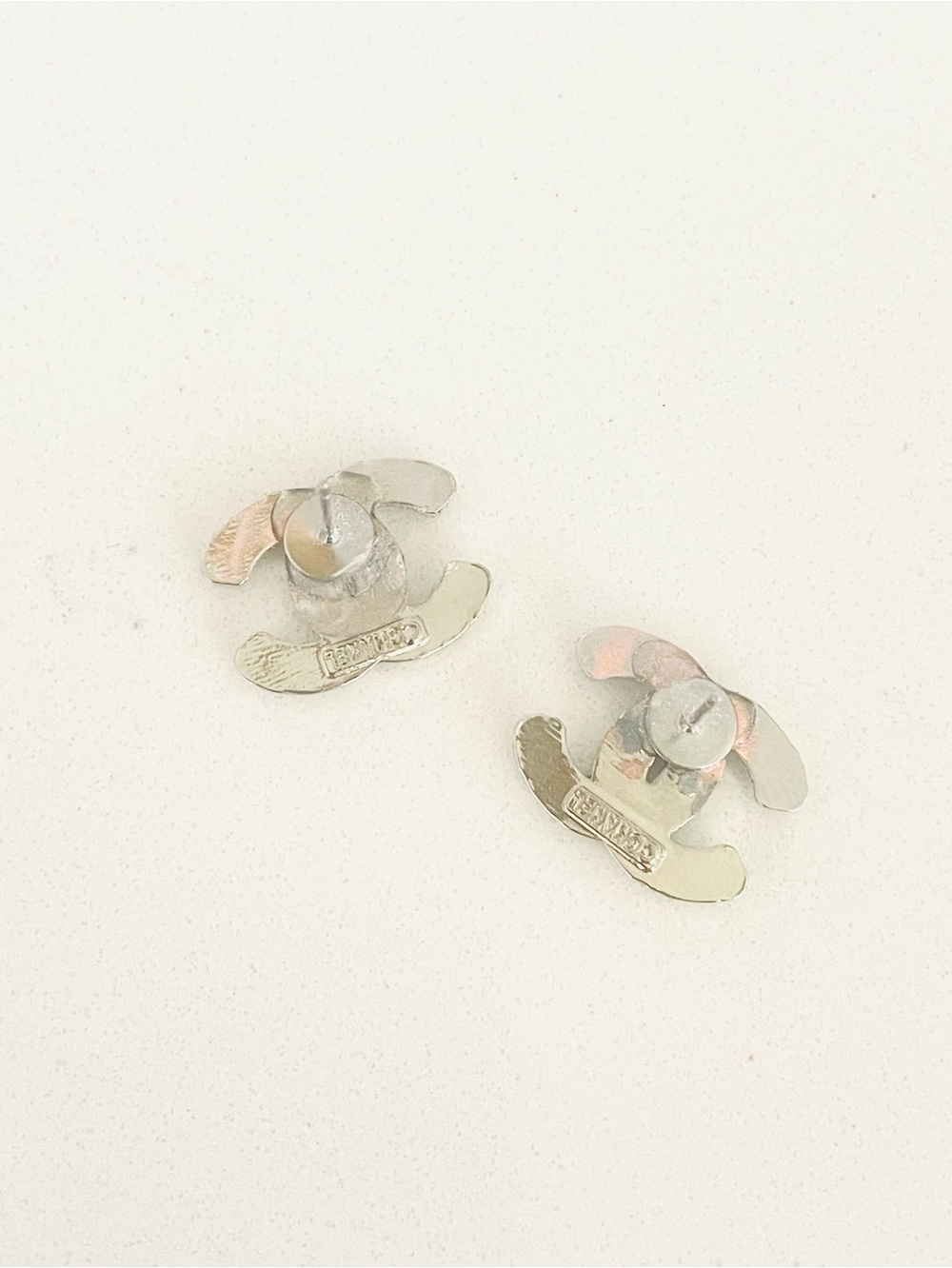 Luxury Silver Rhinestone Upcycled Button Earring 19mm - Picture 2 of 4